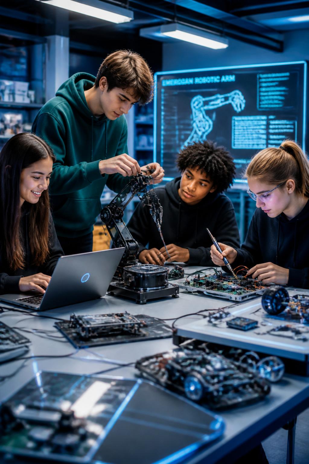 Niños explorando robótica y tecnología en EXPLORA